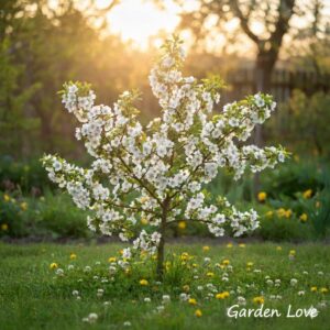 mosmon inflorit in curtea unei case Garden Love