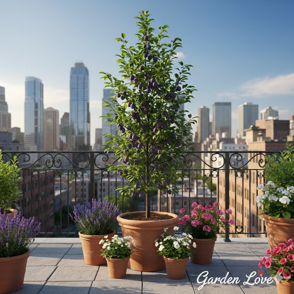 prun columnar la ghiveci pe balcon