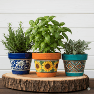 Rozmarin Salvie si Busuioc Grecesc la ghiveci – plante aromatice mediteraneene