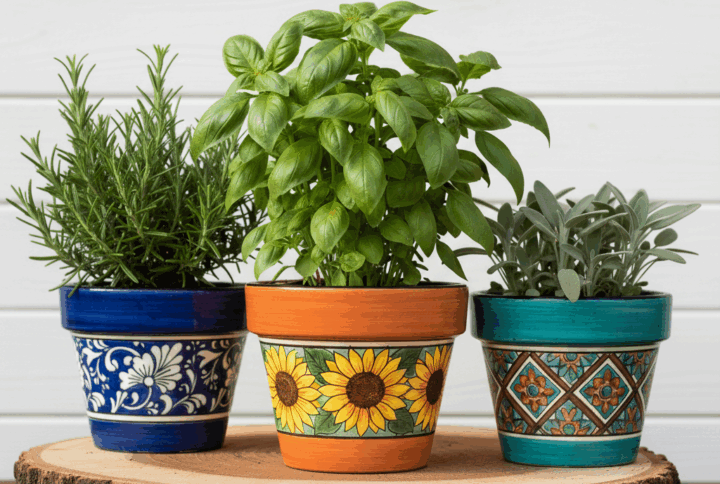 Rozmarin Salvie si Busuioc Grecesc la ghiveci – plante aromatice mediteraneene