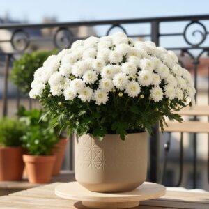 Crizanteme albe la ghiveci – flori de toamnă elegante și ușor de întreținut | GardenLove