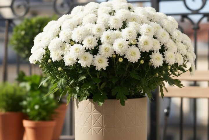 Crizanteme albe la ghiveci – flori de toamnă elegante și ușor de întreținut | GardenLove