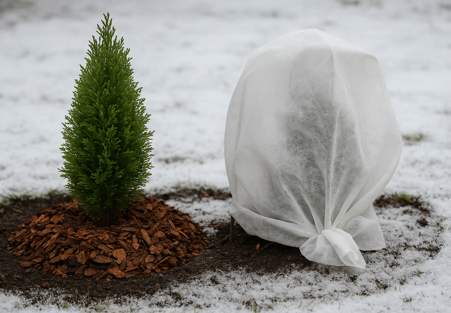 cum protejezi plantele iarna cu mulcire si panza anti-inghet