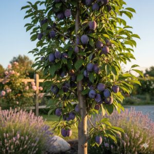 Prun columnar Black Top rădăcină liberă – pom compact cu fructe mov-negru, pulpă galben-aurie