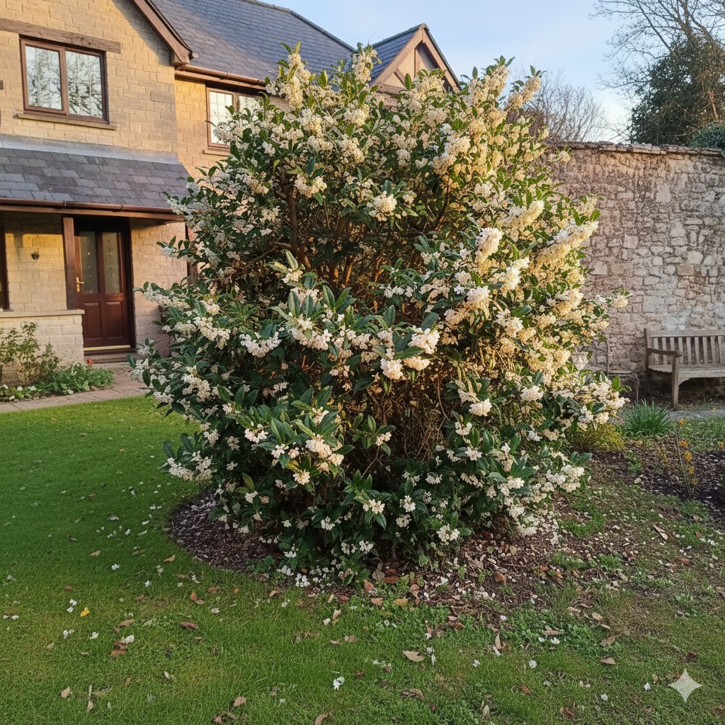 Osmanthus Aquifolium in fata unei case