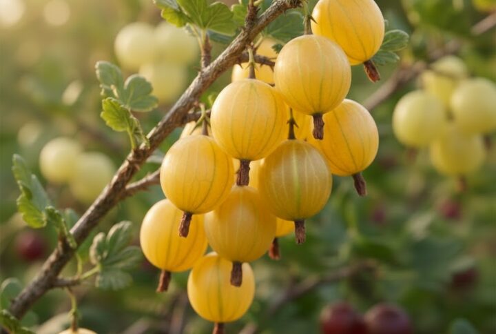 Crenguta de agris galben pomisor. Cu fructe coapte, in gradina Garden Love.
