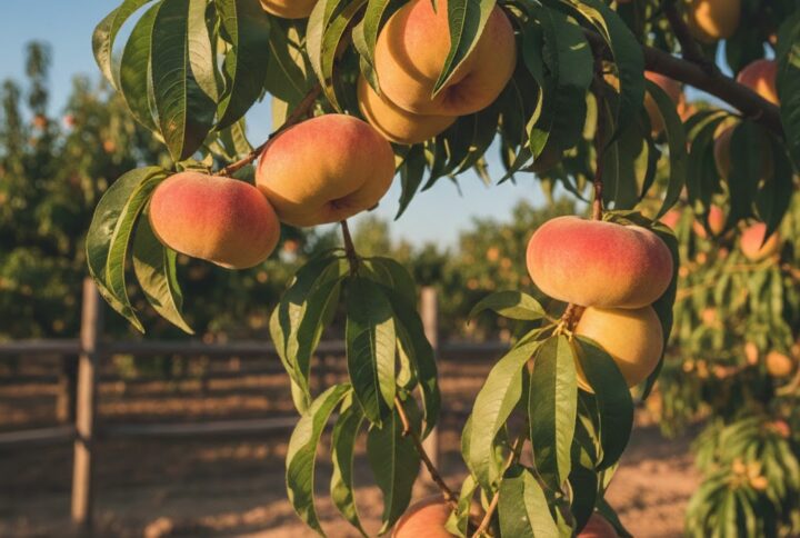 Pom fructifer, piersic plat paraguay, cu fructe coapte, de la Garden Love.