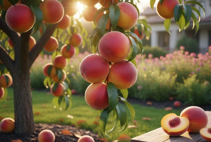 Piersic superba de toamna, Garden Love. Pom fructifer in livada