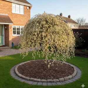 Salcie capreasca- salix caprea pendula, in curtea unei case