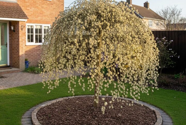 Salcie capreasca- salix caprea pendula, in curtea unei case