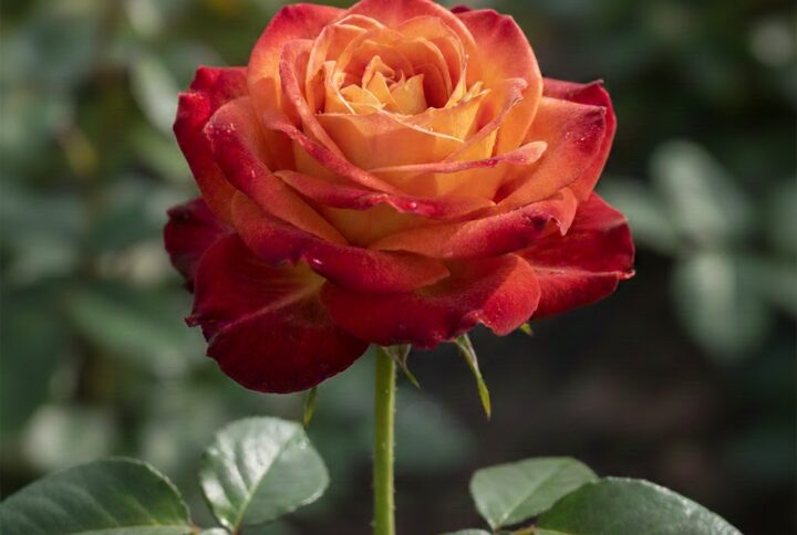 O floare teahibrid de trandafir bicolor parfumat kronenbourg