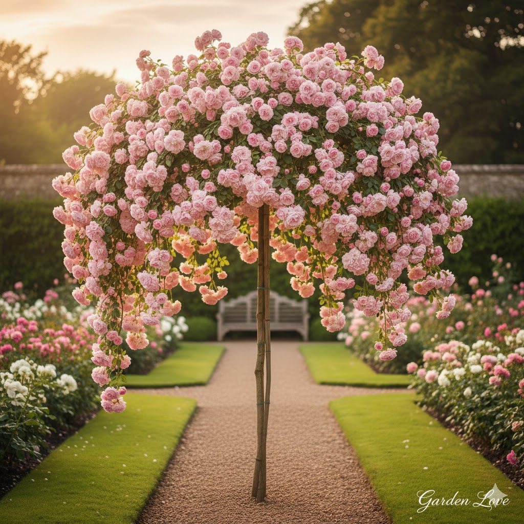 trandafir pomisor curgator roz