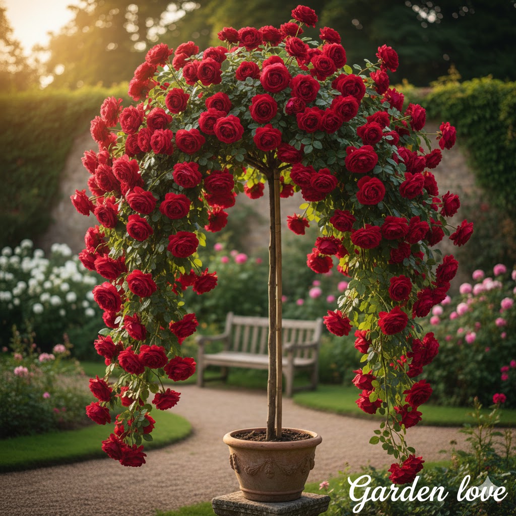 trandafir rosu pomisor curgator