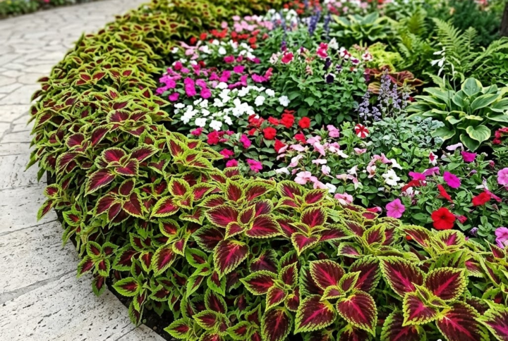 Urzicuta decorativa bicolor, spectaculoasa intr-un rond de flori, creaza o bordura deosebita