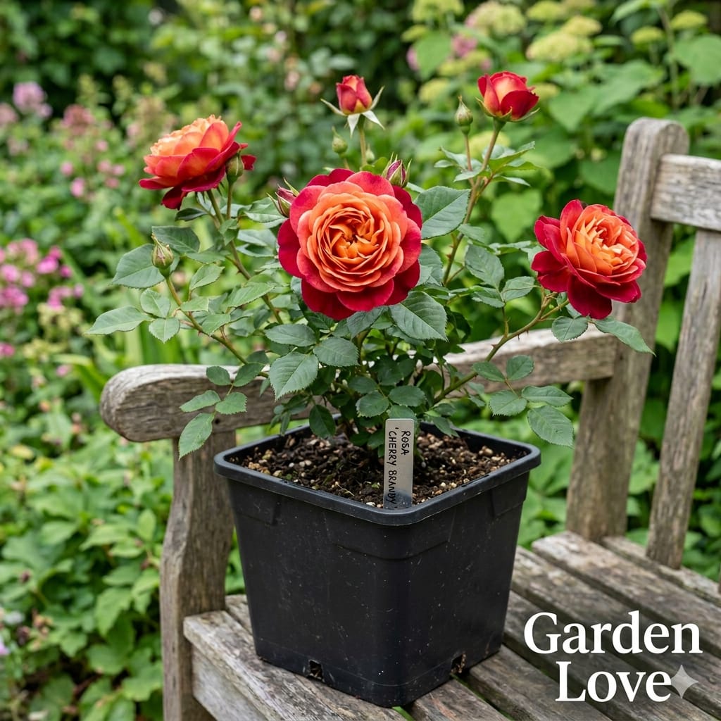 trandafir cherry brandy ghiveci