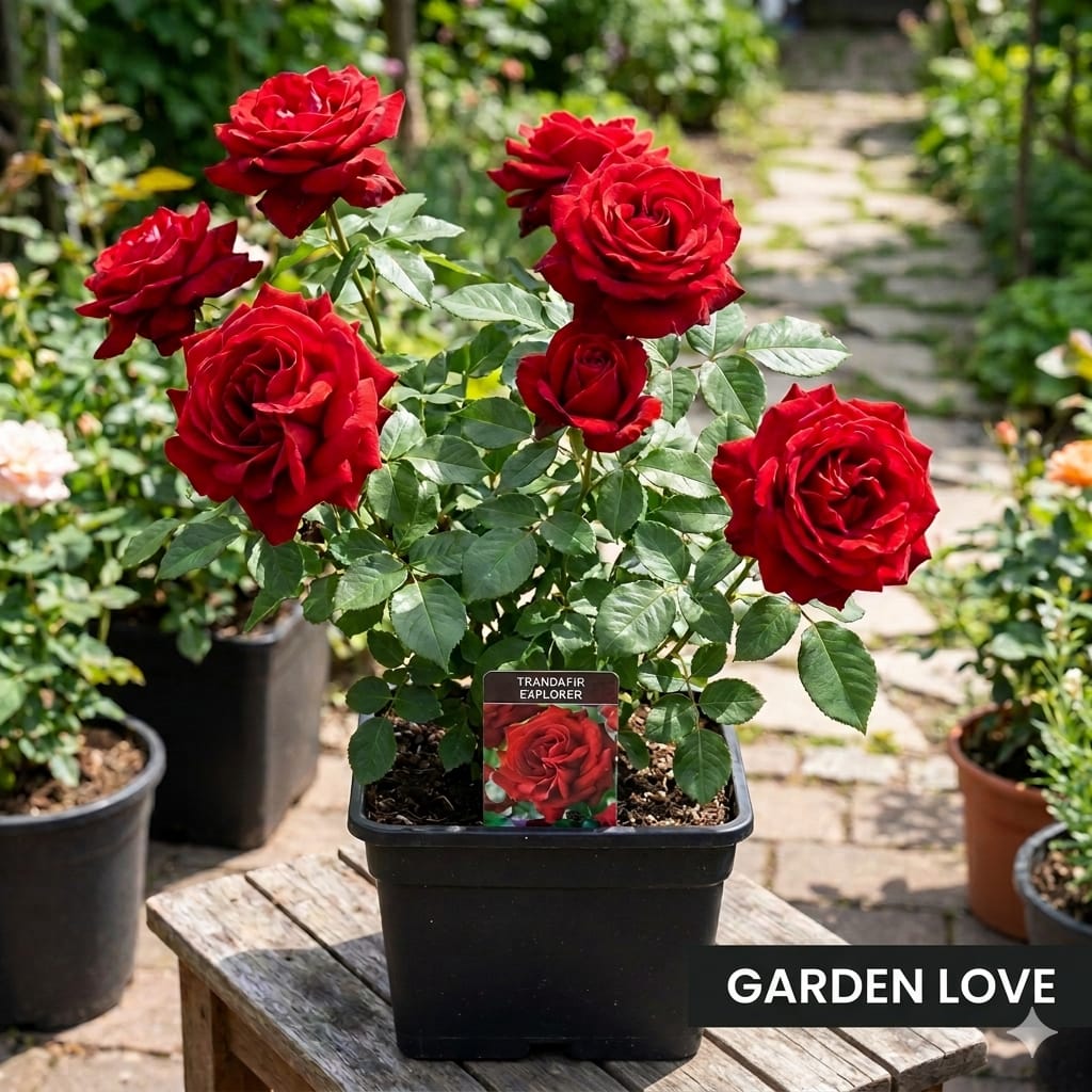 trandafir rosu explorer la ghiveci