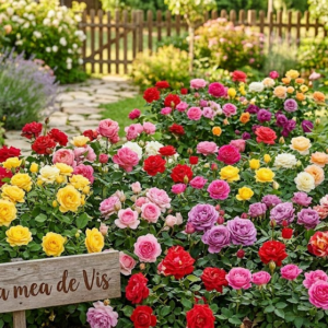 Pachet 10 trandafiri mix la ghiveci. O gradina superba cu trandafiri multicolori infloriti