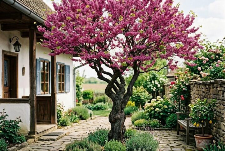 Cercis – Copacul lui Iuda înflorit, arbore decorativ cu flori roz-violet spectaculoase